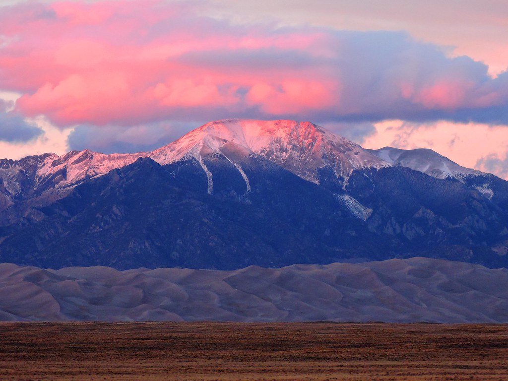 First light on a mountain peak