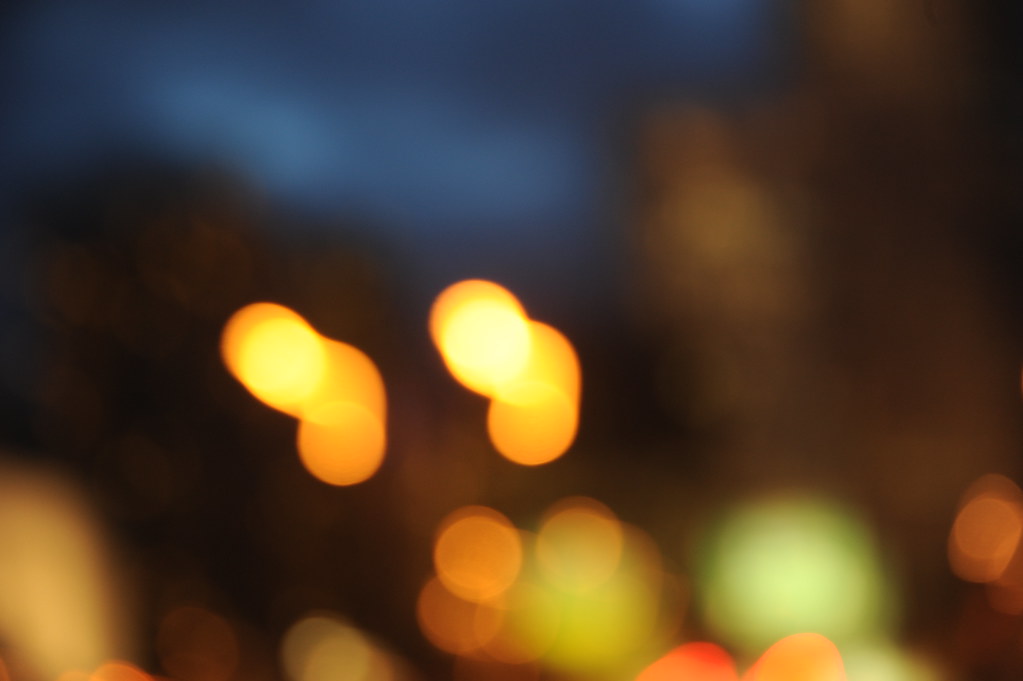 City lights glowing at night