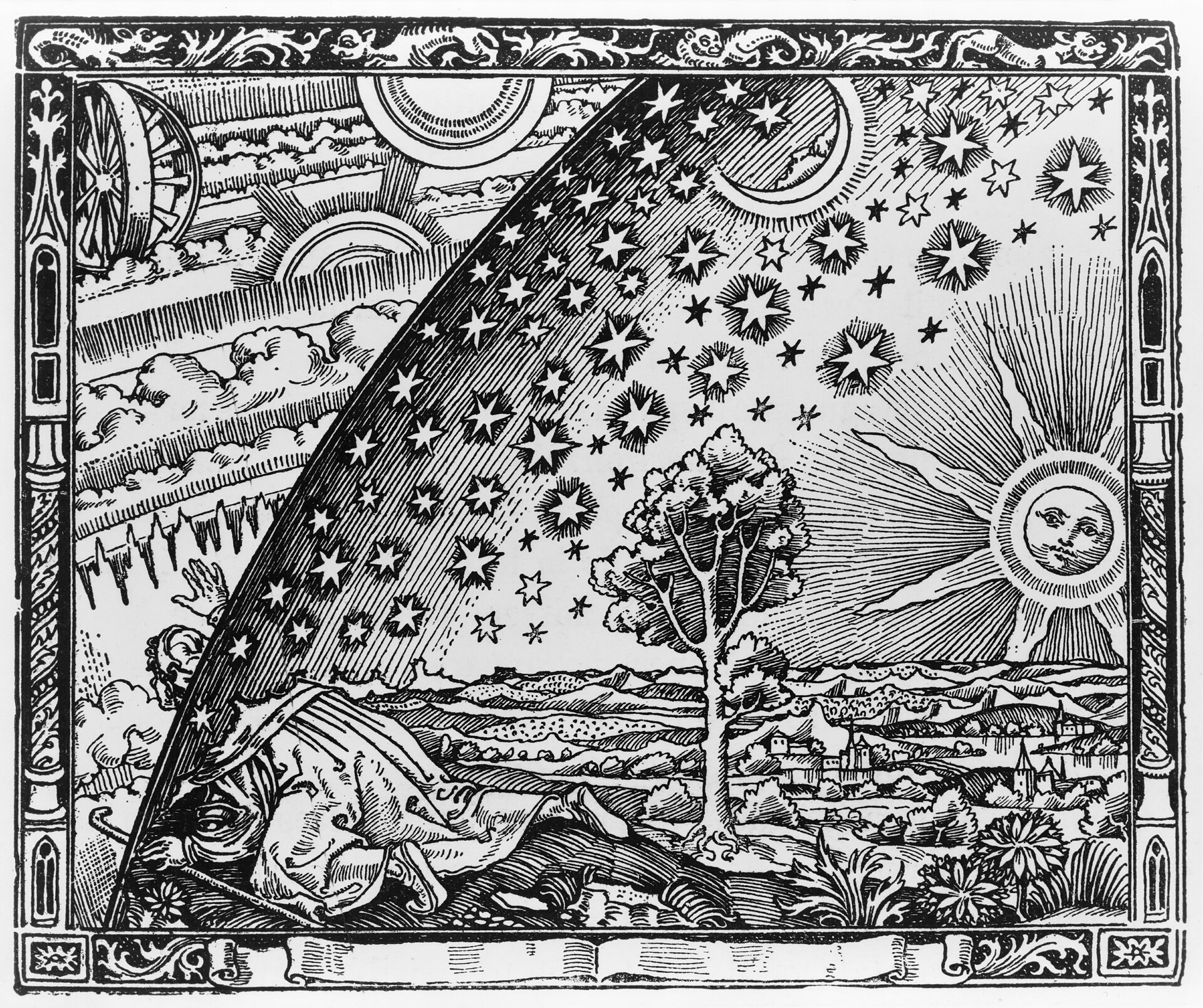 The Flammarion engraving: a traveler pokes his head through the sky