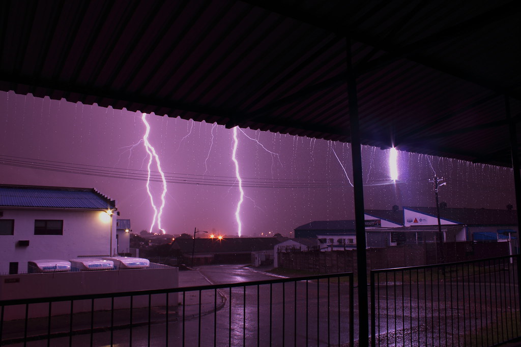 Lightning storm over a dark horizon